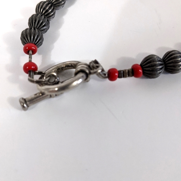 Handmade Gemstone Necklace Double Strand Black Red Grey Semiprecious Obsidian - Picture 4 of 6